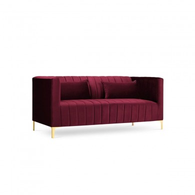 Canapé velours Annite Rouge Foncé Pieds Métal Doré 2 Places BOUTICA DESIGN MIC_2S_B1_2_ANNITE3