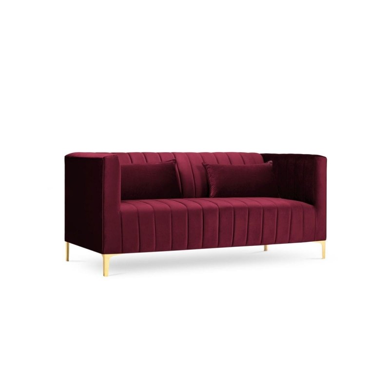 Canapé velours Annite Rouge Foncé Pieds Métal Doré 2 Places BOUTICA DESIGN MIC_2S_B1_2_ANNITE3