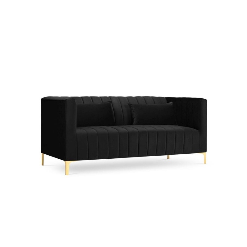 Canapé velours Annite Noir Pieds Métal Doré 2 Places BOUTICA DESIGN MIC_2S_B1_2_ANNITE10