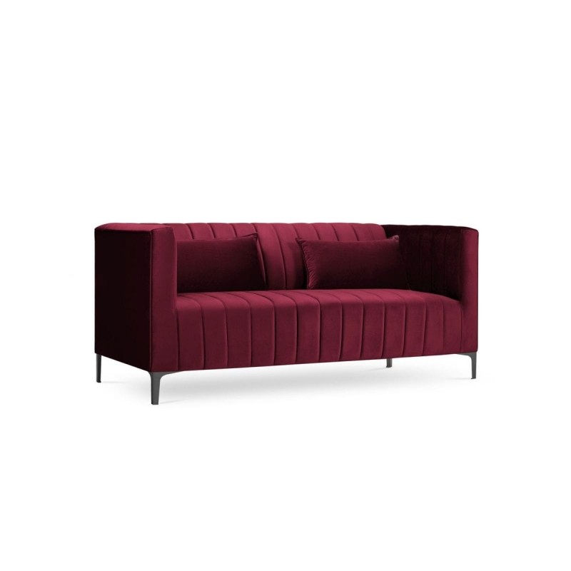 Canapé velours Annite Rouge Foncé Pieds Métal Chromé Noir 2 Places BOUTICA DESIGN MIC_2S_B2_2_ANNITE3