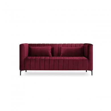 Canapé velours Annite Rouge Foncé Pieds Métal Chromé Noir 2 Places BOUTICA DESIGN MIC_2S_B2_2_ANNITE3