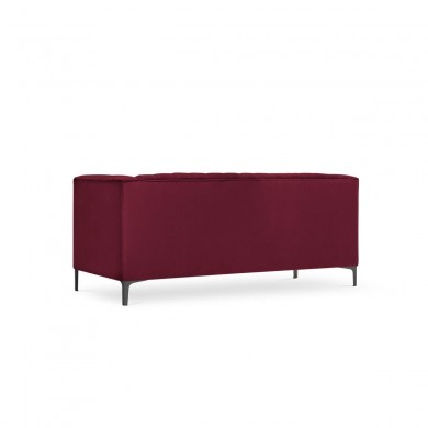 Canapé velours Annite Rouge Foncé Pieds Métal Chromé Noir 2 Places BOUTICA DESIGN MIC_2S_B2_2_ANNITE3