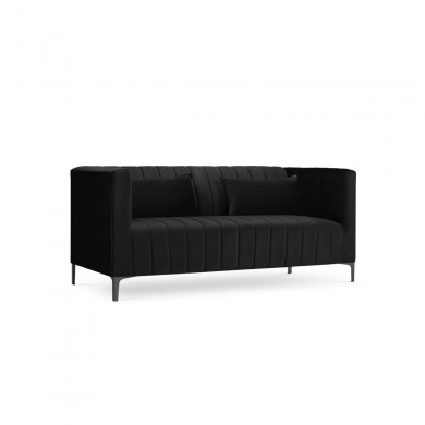 Canapé velours Annite Noir Pieds Métal Chromé Noir 2 Places BOUTICA DESIGN MIC_2S_B2_2_ANNITE10