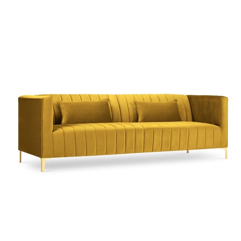 Canapé velours Annite Jaune Pieds Métal Doré 3 Places BOUTICA DESIGN MIC_3S_B1_2_ANNITE2