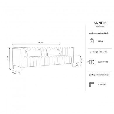 Canapé velours Annite Jaune Pieds Métal Doré 3 Places BOUTICA DESIGN MIC_3S_B1_2_ANNITE2