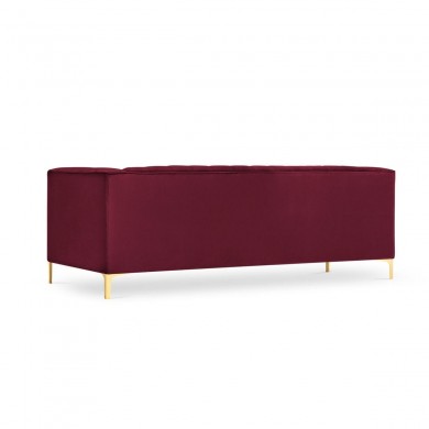 Canapé velours Annite Rouge Foncé Pieds Métal Doré 3 Places BOUTICA DESIGN MIC_3S_B1_2_ANNITE3