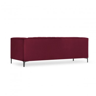 Canapé velours Annite Rouge Foncé Pieds Métal Chromé Noir 3 Places BOUTICA DESIGN MIC_3S_B2_2_ANNITE3