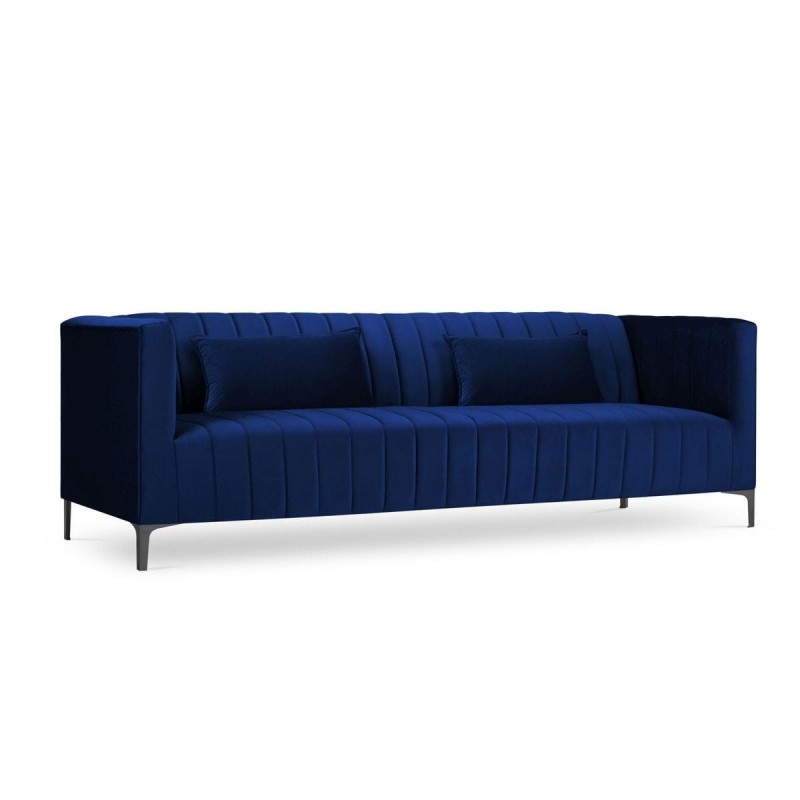 Canapé velours Annite Bleu Roi Pieds Métal Chromé Noir 3 Places BOUTICA DESIGN MIC_3S_B2_2_ANNITE6