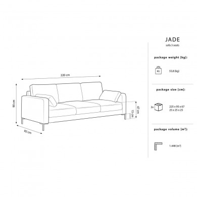 Canapé velours Jade Rouge 3 Places BOUTICA DESIGN MIC_3S_51_F1_JADE1