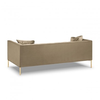 Canapé velours Karoo Cappuccino Pieds Métal Doré 3 Places BOUTICA DESIGN MIC_3S_51_F1_KAROO1