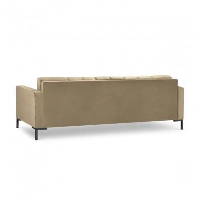 Canapé velours Mamaia Beige Pieds Métal Noir 4 Places BOUTICA DESIGN MIC_4S_51_F1_MAMAIA102