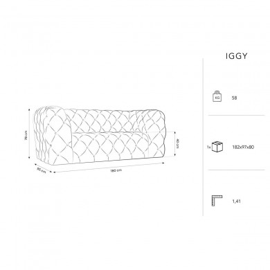 Canapé velours Iggy Vert Bouteille 2 Places BOUTICA DESIGN MIC_2S_51_F1_IGGY2