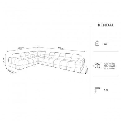 Canapé d'angle gauche Kendal Gris Clair 6 Places BOUTICA DESIGN MIC_LC_L_121_F1_KENDAL1