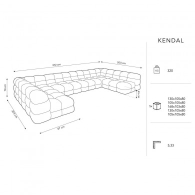 Canapé panoramique Kendal Gris Clair BOUTICA DESIGN MIC_U_121_F1_KENDAL1