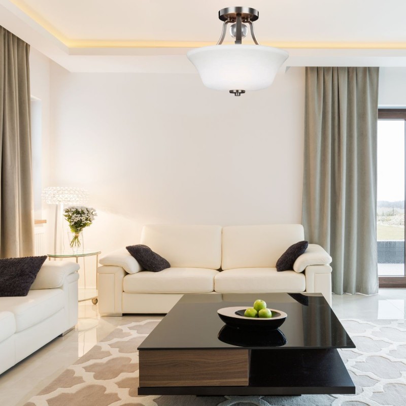 Plafonnier Evington 2x60W Nickel Satiné ELS_feevingtonsfsn FE EVINGTON SF SN Plafonnier Evington 2x60W Nickel Satiné ELSTEAD LIGHTING FE EVINGTON SF SN