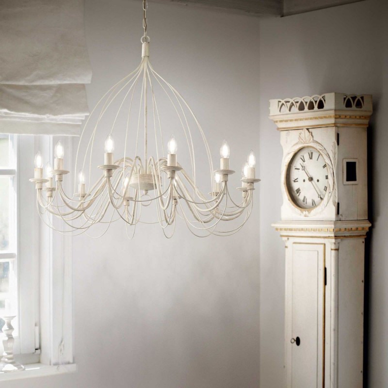 Lustre CORTE Blanc vieilli 12x40W IDEAL LUX 97664