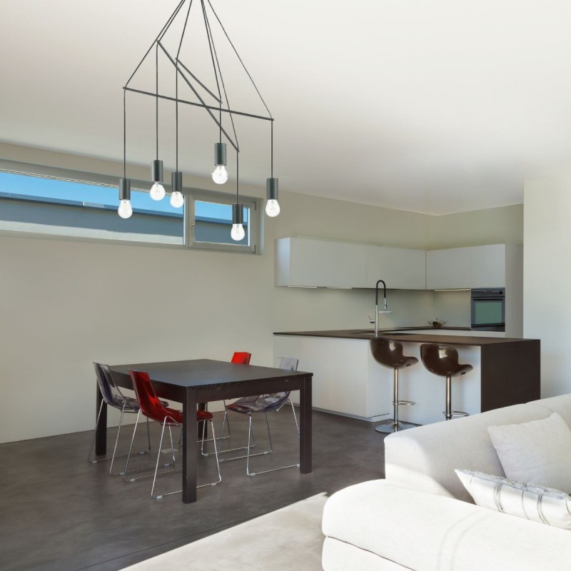 Suspension POP Noir E27 6x60W IDL_158815 158815 Suspension POP Noir E27 6x60W IDEAL LUX 158815