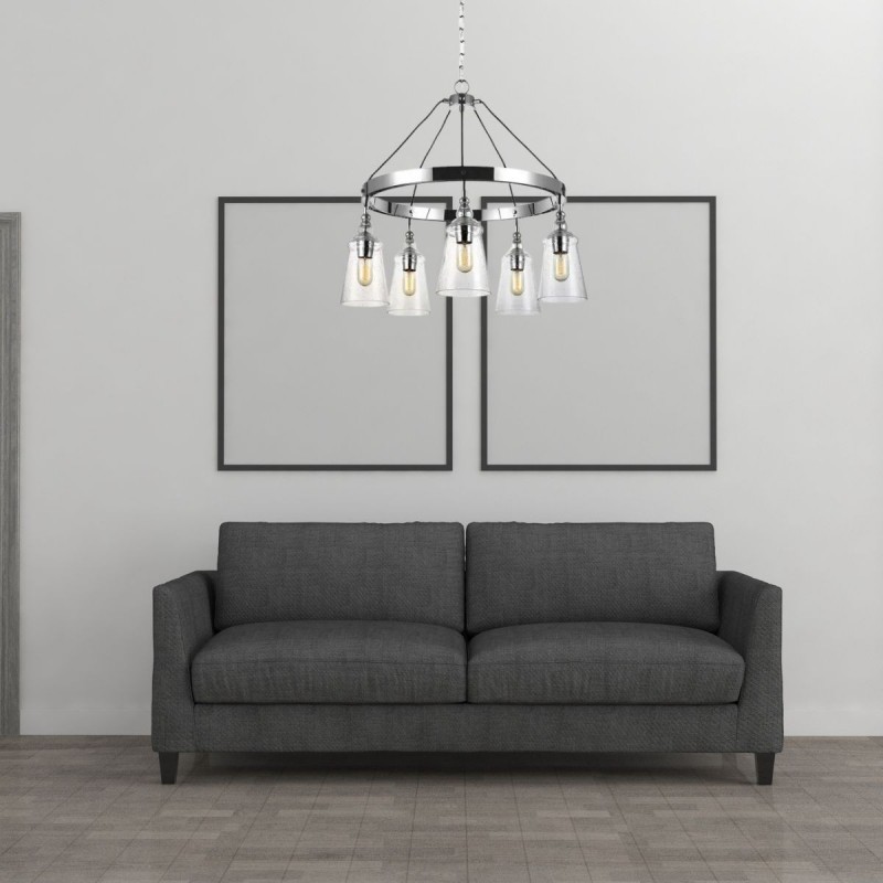 Suspension Loras 5x60W E27 Chromé ELSTEAD LIGHTING QN-LORAS5