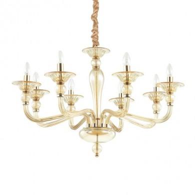 Lustre Doré DANIELI SP8 Verre ambré 40W max IDEAL LUX 159973