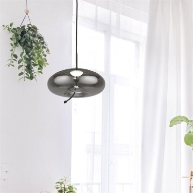 Suspension Lisbon 6W LED Verre Noir Fumé L310 SEARCHLIGHT 75131-1SM