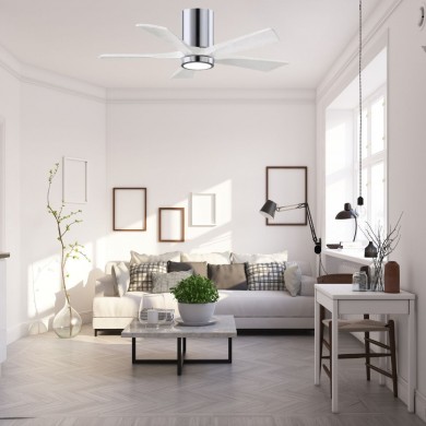 Ventilateur de Plafond avec lumiere Irene 106cm Chromé Poli Blanc ATLAS FAN IR5HLK-CR-MWH-42