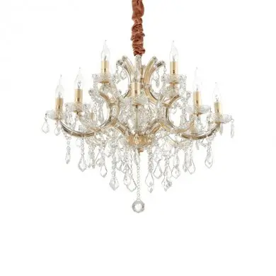 Lustre à Pampille NAPOLEON Or E14 12x40W IDL_167404 167404 Lustre à Pampille NAPOLEON Or E14 12x40W IDEAL LUX 167404