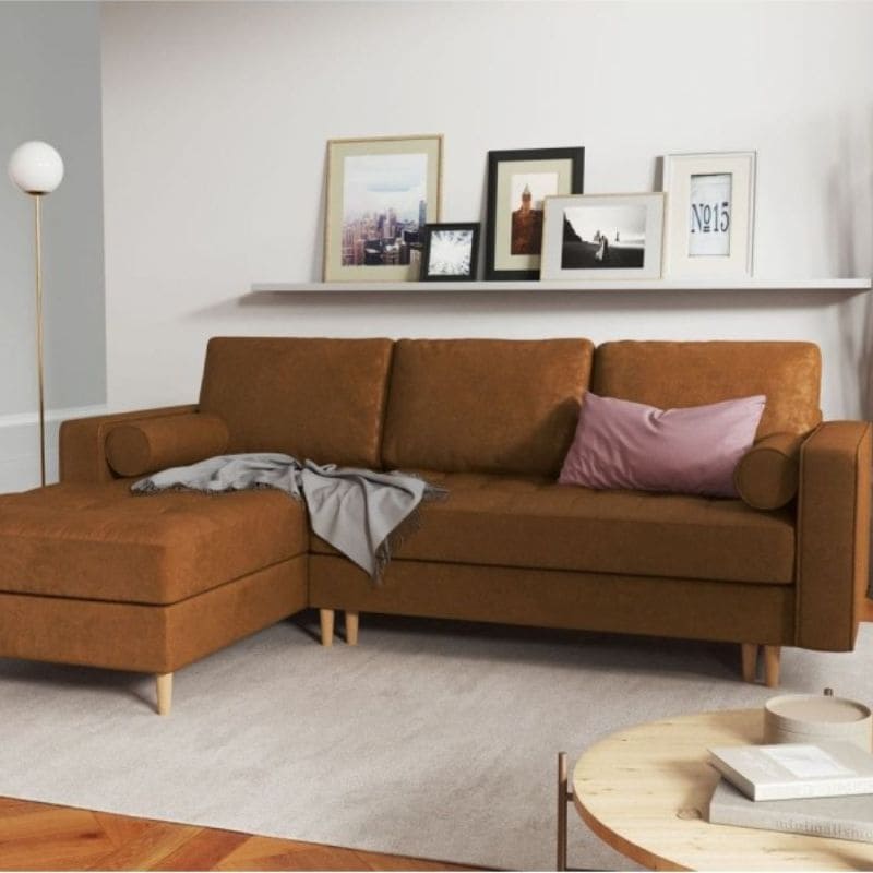 Canapé en cuir Gobi couleur marron-chameau de Boutica Design