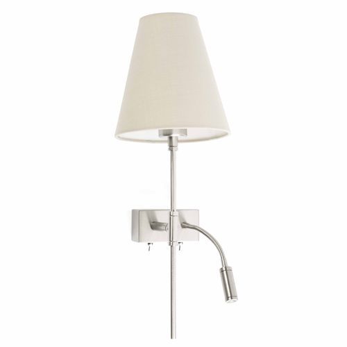 Applique Murale Avec Liseuse Droite Nickel Mat Led E27 15w Sabana