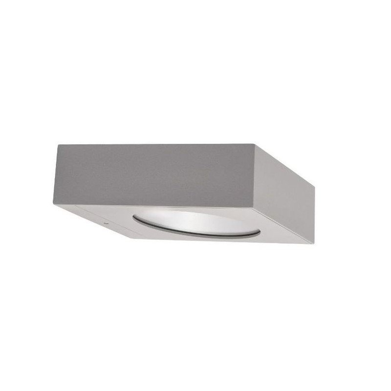 Applique murale anti corrosion moderne en acier inoxydable, finition gris clair, forme rectangulaire avec aération inférieure incurvée.