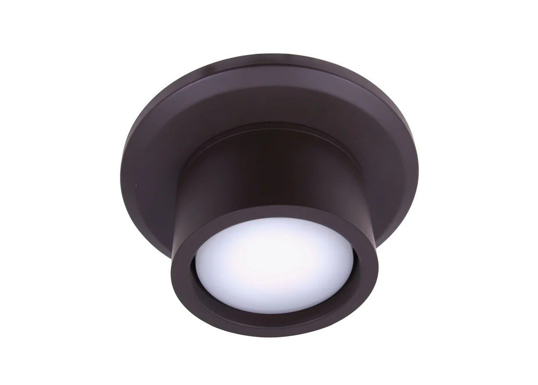 Lampe extérieure à éclairage LED avec boîtier noir et diffuseur blanc, design encastrable pour terrasse. Puissance d éclairage pour une terrasse.