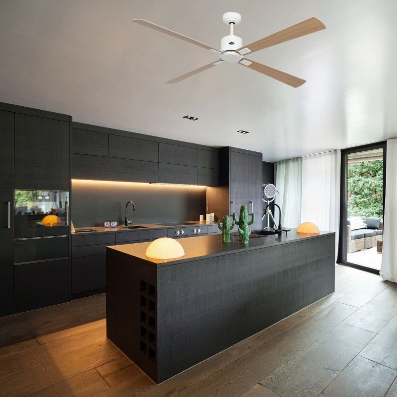 Ventilateur de Plafond Eco Neo III 152cm Blanc Erable Hêtre WiFi