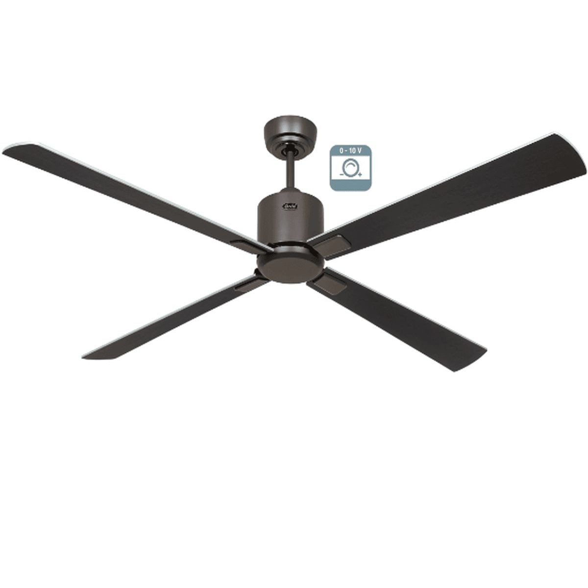 Ventilateur de plafond moderne à 4 pales sombre avec télécommande et moteur suspendu, affichage 0-10 V, pour déstratificateur efficacité réelle.