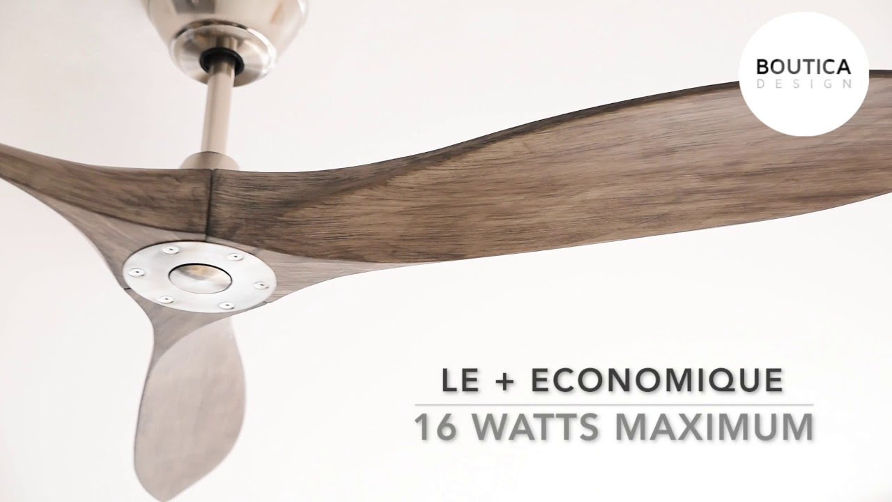 Ventilateur plafond ultra silencieux fonctionnement : hélice en bois, moteur discret et design moderne BOUTICA Design.