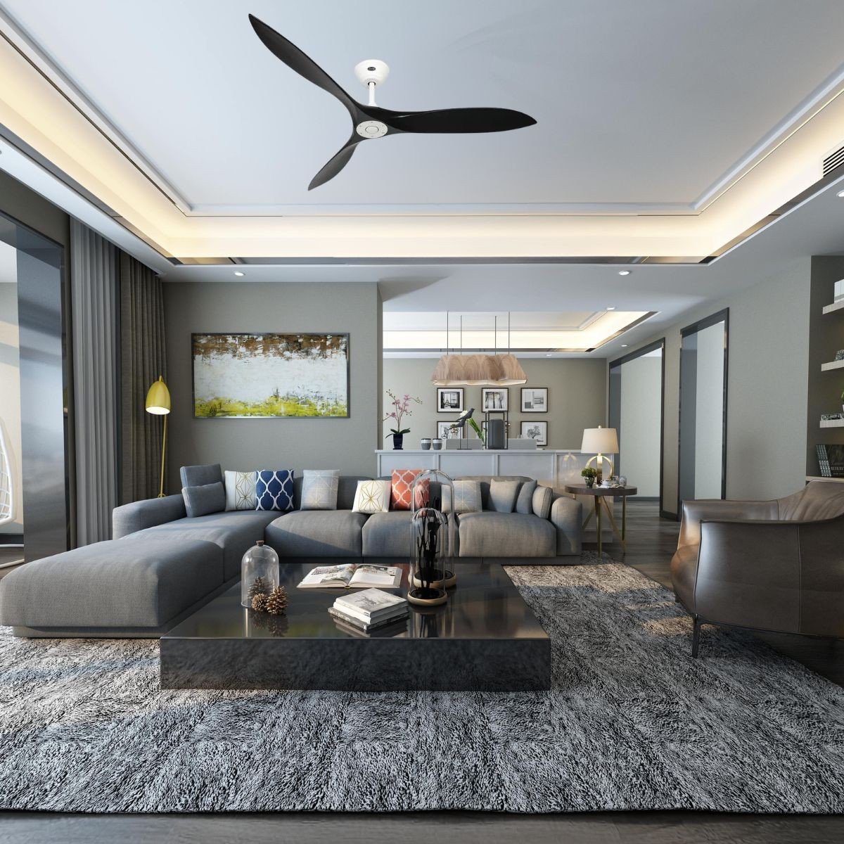Ventilateur plafond silencieux avec lumière et télécommande